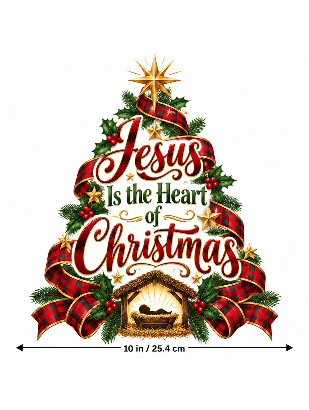 4PCS DTF Transfer Jesus Is the Heart of Christmas Nativity Tree 10in